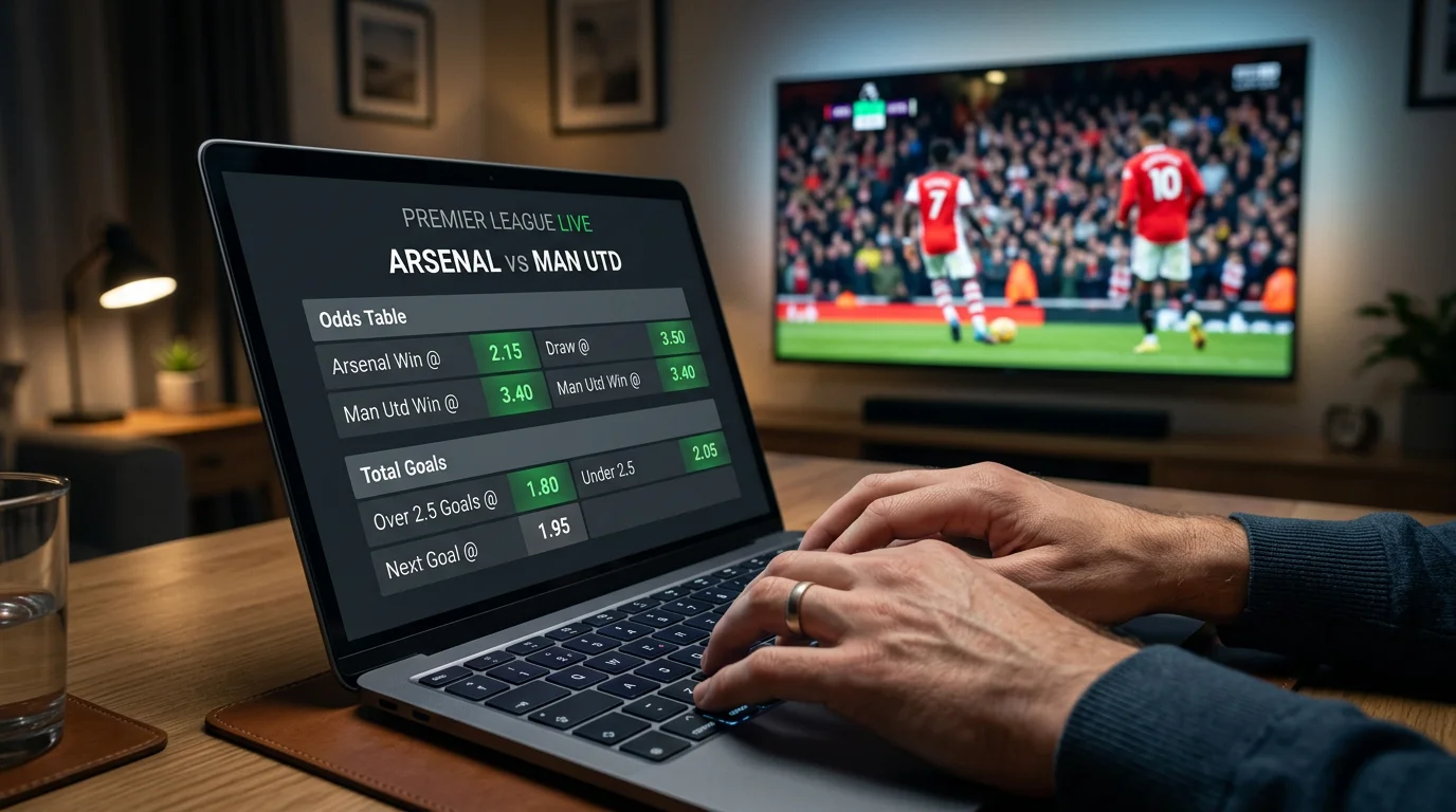 Seguimiento de cuotas en directo en partido de la Premier League con estadísticas en tiempo real